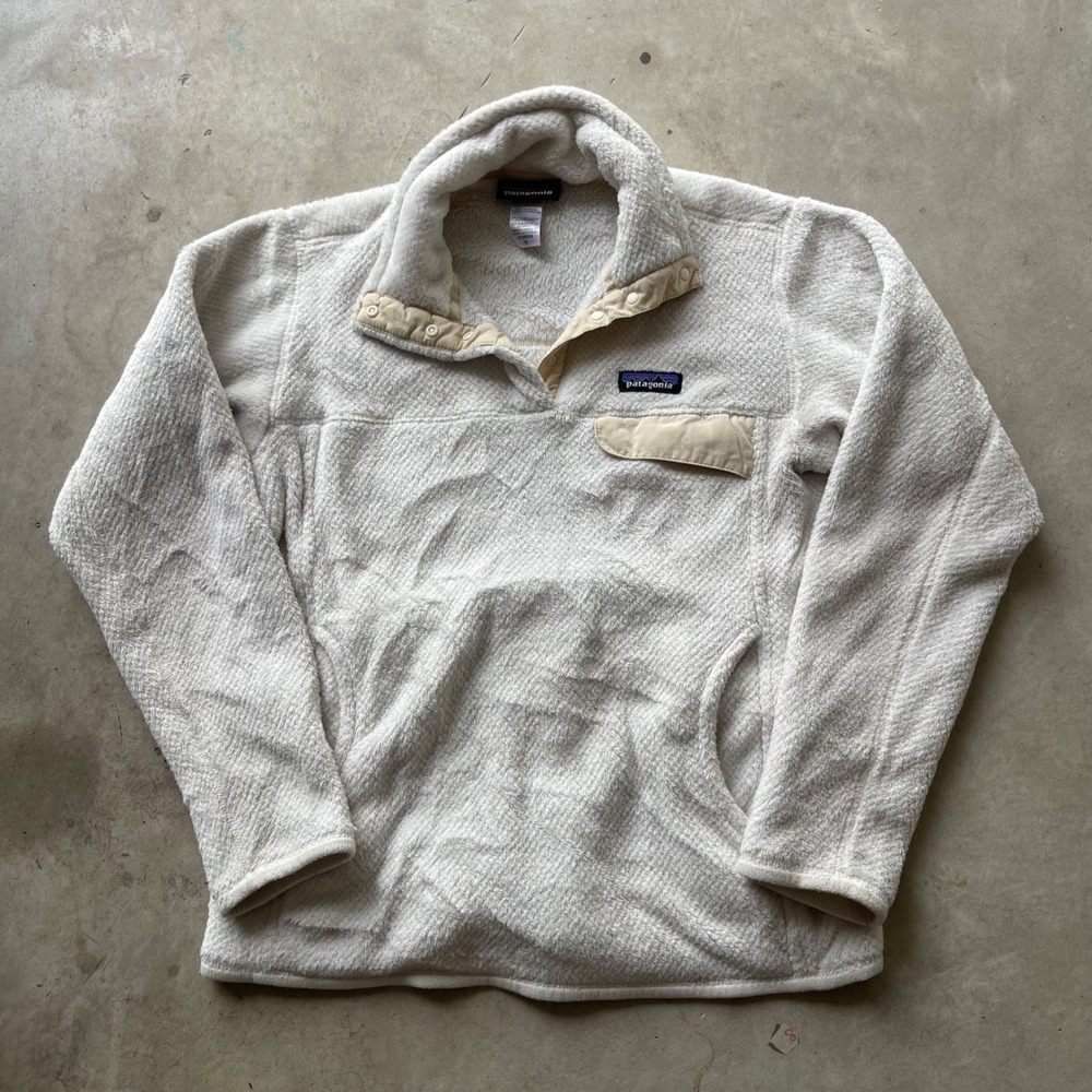 Patagonia Re-Tool Snap-T Fleece Pullover Cream Off-White Womens Medium 25442